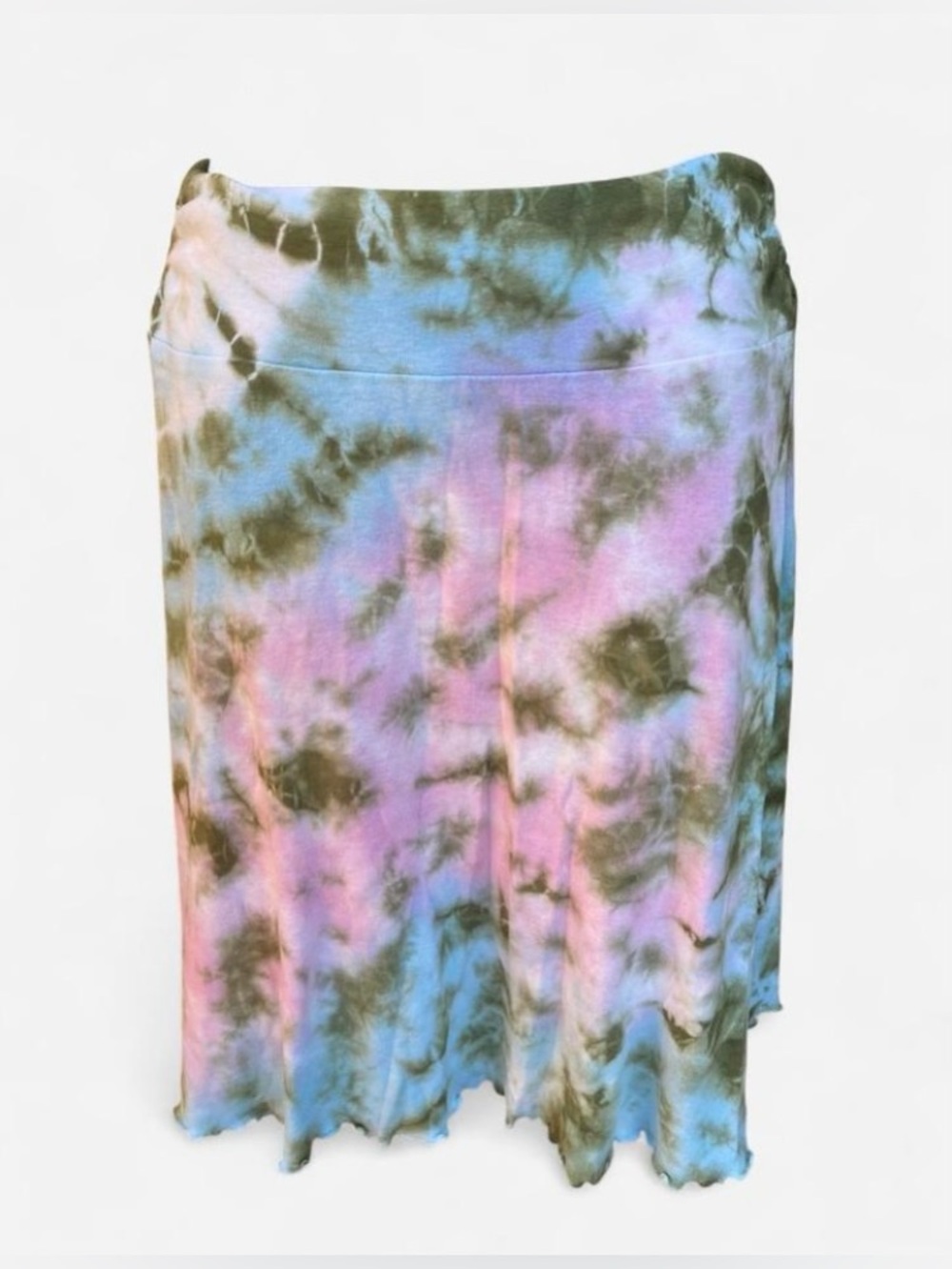 Y2k Pastel Pink , Blue , Green & White Tie Dye Midi Skirt